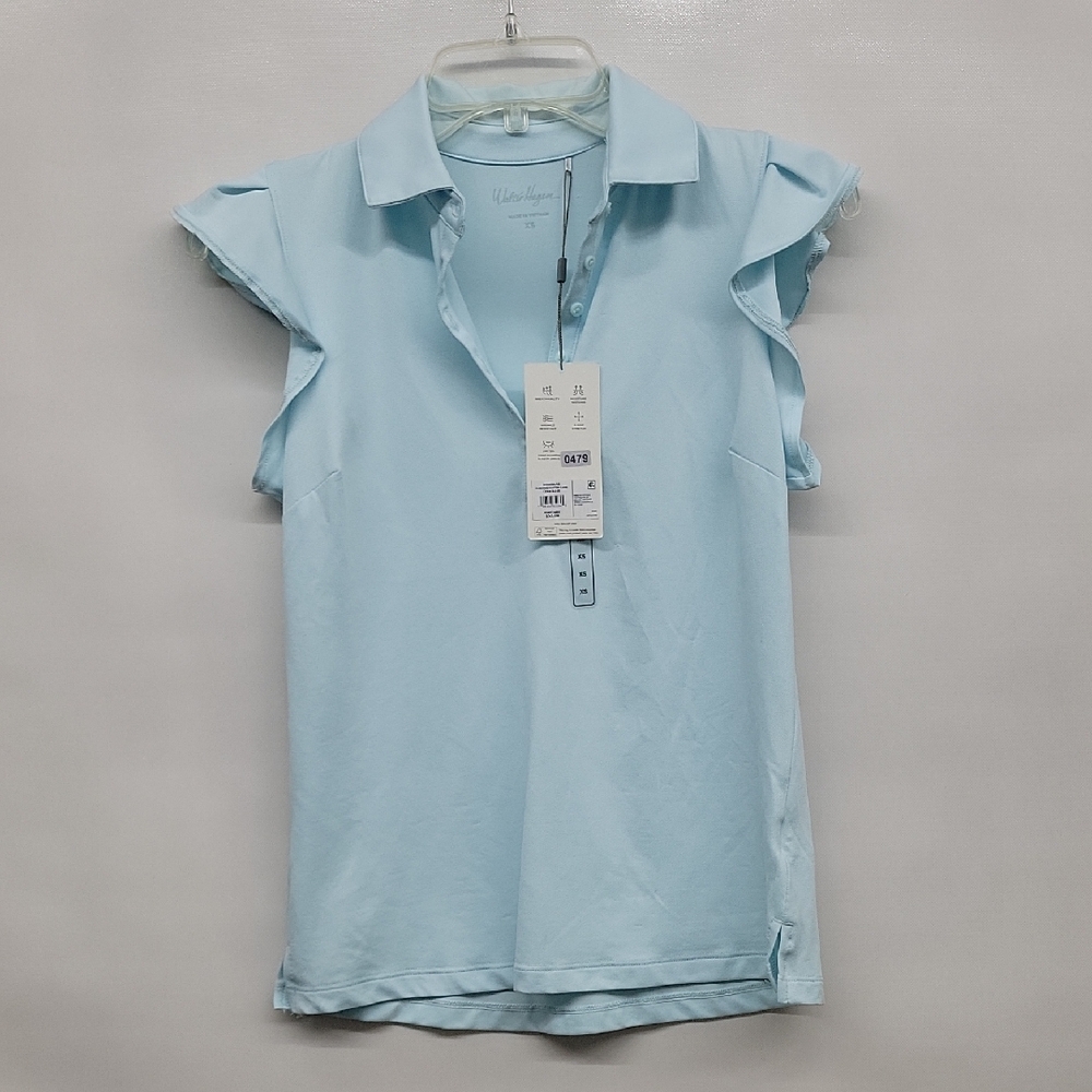 Light Blue Ruffled Sleeve Women's Top